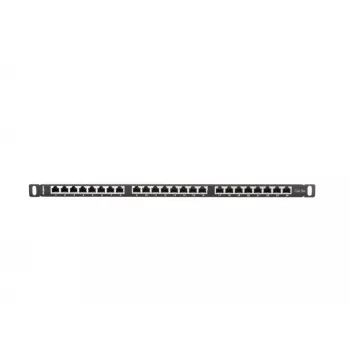 Patch panel LANBERG PPS5-0024-B 24 prievadų CAT5e, metalinis, 0.5U, 445×99×22.3 mm, juodas