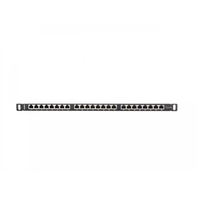 Patch panel LANBERG PPS5-0024-B 24 prievadų CAT5e, metalinis, 0.5U, 445×99×22.3 mm, juodas