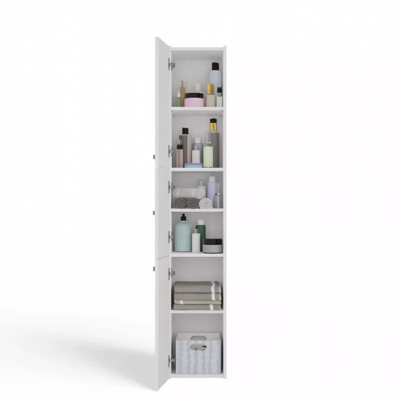 Vonios spintelė top e shop S33 BIEL — laisvai pastatoma, balta, 6 lentynos, 300×300×1700 mm
