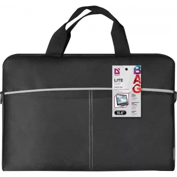 Nešiojamojo kompiuterio krepšys DEFENDER Lite 39,6 cm (15,6 col.) juodas/pilkas, poliesteris, užtrauktukas, rankena, nuimamas peties diržas
