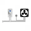Termostatas DELOCK 66823, plastikinis korpusas IP20, 30 W, 250 V, 10 A, 43×60×33 mm, mėlynas/pilkas