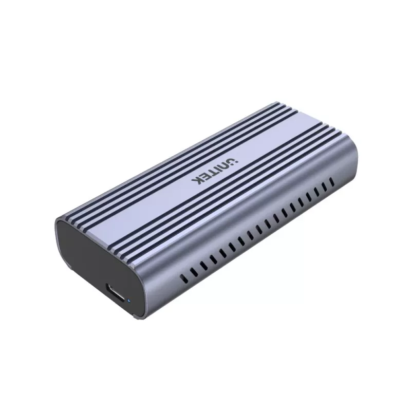 SSD korpusas Unitek SolidForce Reefer pilkas — M.2 NVMe PCIe, USB‑C 10 Gbit/s, aliuminis, 1 diskas