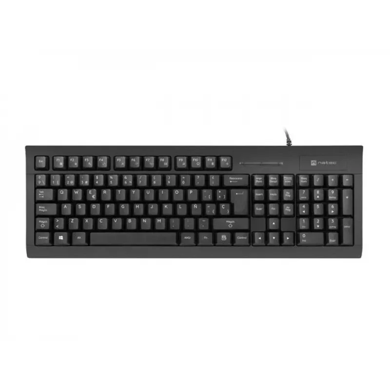 Laidinis pilno dydžio NATEC Moray ES klaviatūra su USB, ispaniška QWERTY, 105 klavišai, ID kortelių skaitytuvas, 1,5 m laidas, juoda