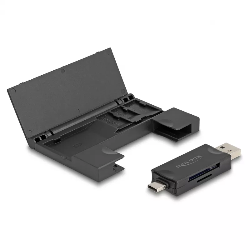 Kortelių skaitytuvas DeLOCK 91014 USB 3.2 Gen 1 Type-A/Type-C juodas MicroSD SD