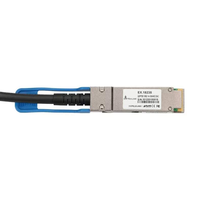 Extralink QSFP28 DAC kabelis 100G 1M 30AWG PASSIVE tinklo siųstuvo modulis