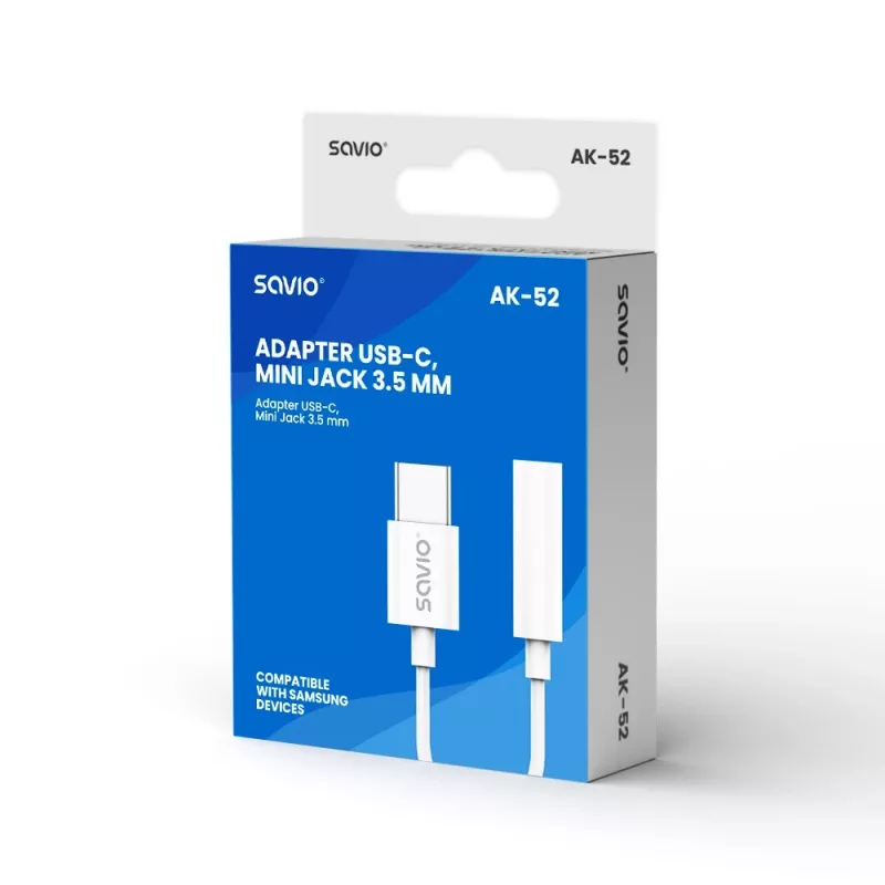 USB Typee 3.1 C (M) – Jack 3.5mm (F) Audio adapter Balta SAVIO AK-52