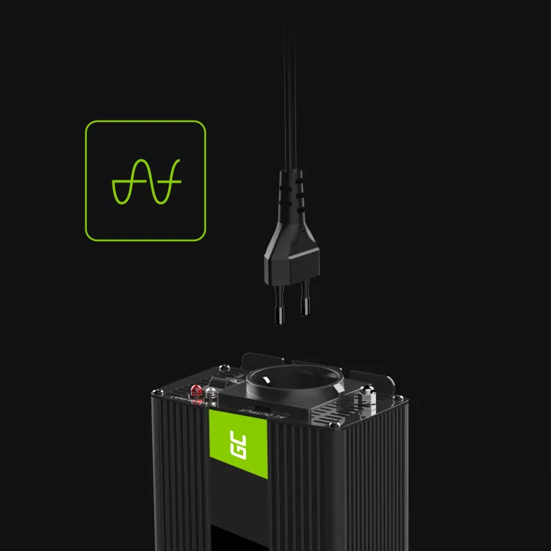 GREEN CELL Automobilinis galios keitiklis 12V į 230V 150W/300W gryna sinusoidė