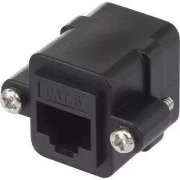 Renkforce RJ45 tinklo adapteris CAT 6 [1x RJ45 lizdas - 1x RJ45 lizdas] Juodas (RF-4712202)