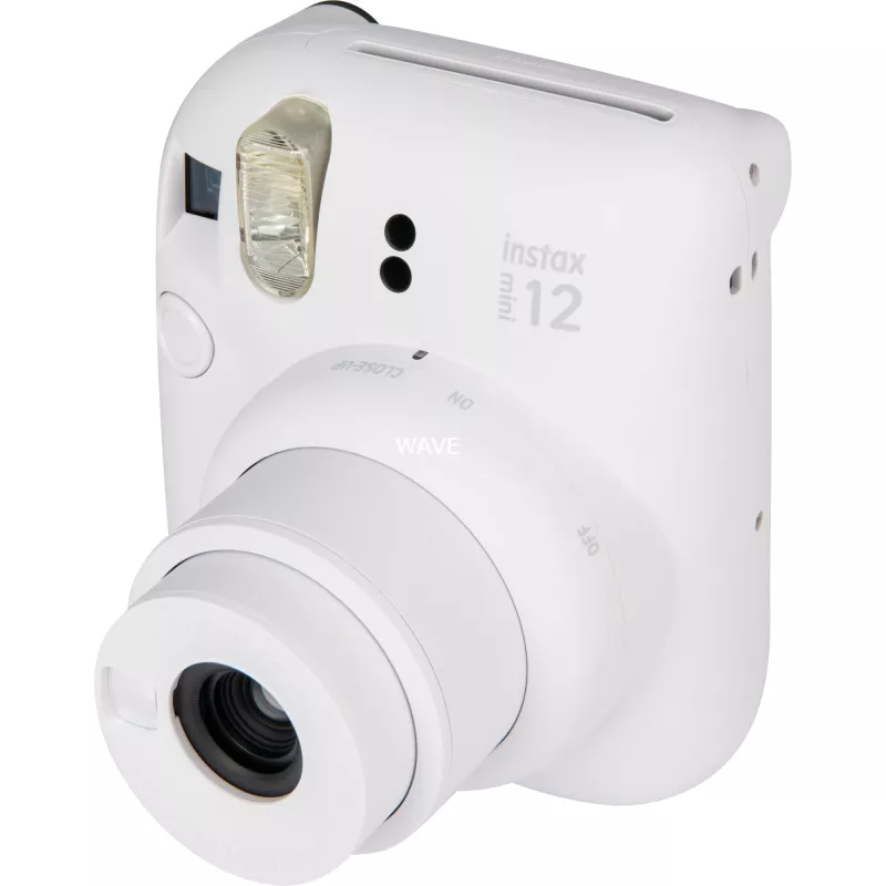 Momentinė kamera Fujifilm Instax Mini 12 White — 86×54 mm atspaudai, 60 mm židinio nuotolis, AA baterija
