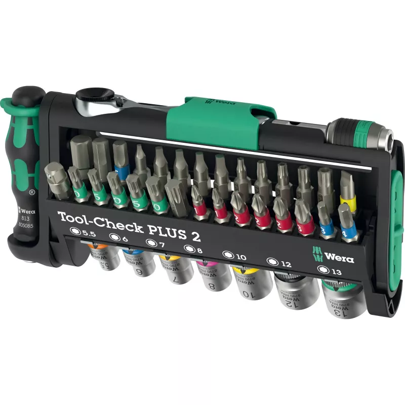 Wera Tool-Check Plus 2 mini reketinis, galvučių ir antgalių rinkinys, 39 vnt. (05049056001)
