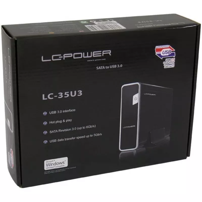 Išorinės atmintinės dėklas LC-Power LC-35U3 juodas 3,5 colio