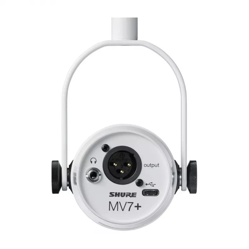Shure MV7+-W - pulto/vokalo mikrofonas su XLR/USB-C jungtimi, baltas