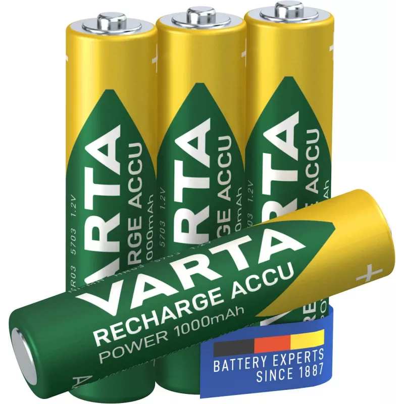 VARTA HR03 AAA Recharge Accu Galia 1000 mAh 05703 įkraunamos baterijos 4 vnt. Žalia, Geltona