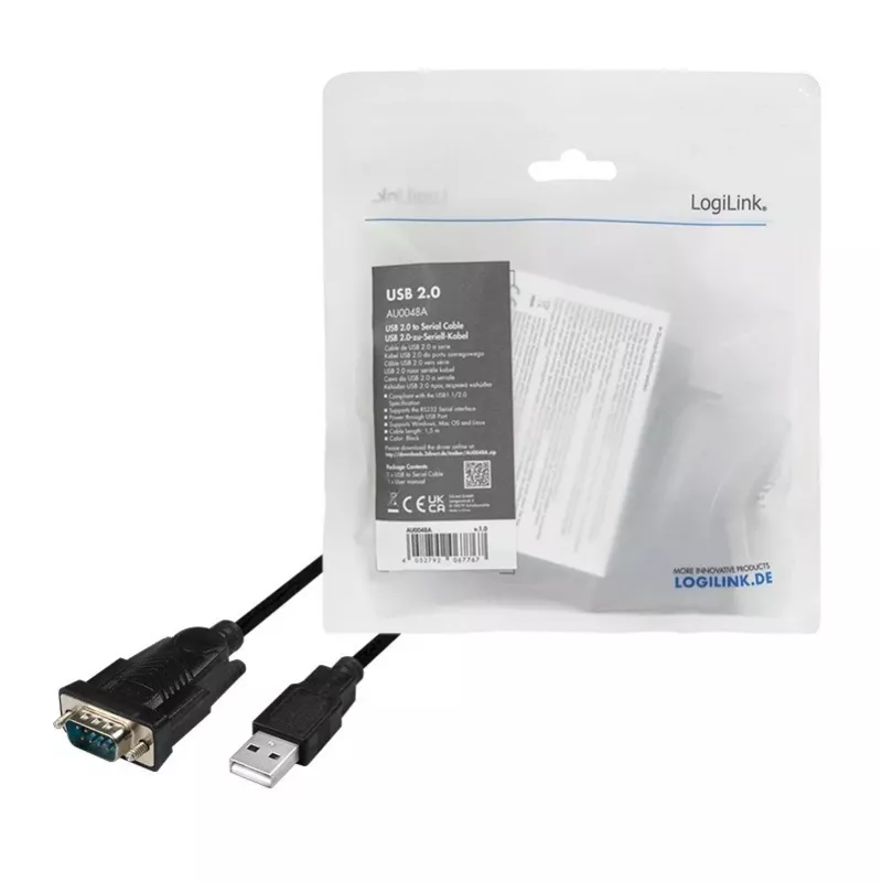 LogiLink AU0048A serijinis laidas juodas 1,5 m USB A DB-9