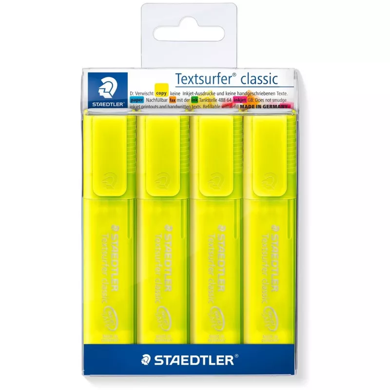 Markeris Staedtler 364-1P WP4 su nuožulniu antgaliu Geltonas 4 vnt.