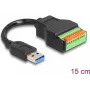 DeLOCK USB 3.2 Gen 1 laidas Type-A kištukas į gnybtų bloko adapterį 15 cm