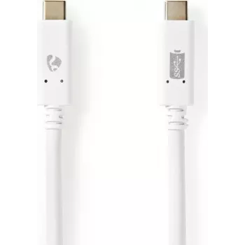 Nedis USB laidas | USB 3.2 Gen 2 | USB-C™ kištukas | USB-C™ kištukas - 100 W | 4K@60Hz | 10 Gbps | nikeliuotas | 1,00 m | Apvalus | PVC | Balta | Dėžutė