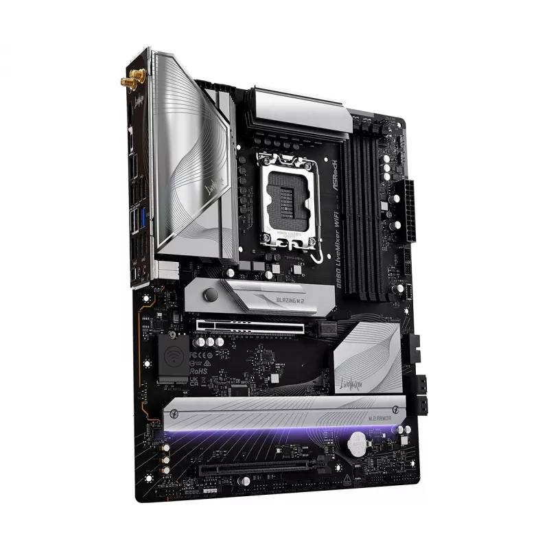 Pagrindinė plokštė ASRock B860 LiveMixer WiFi — Intel B860, LGA 1851, ATX, DDR5, 4 DIMM, Wi‑Fi 6E, 2.5Gb LAN