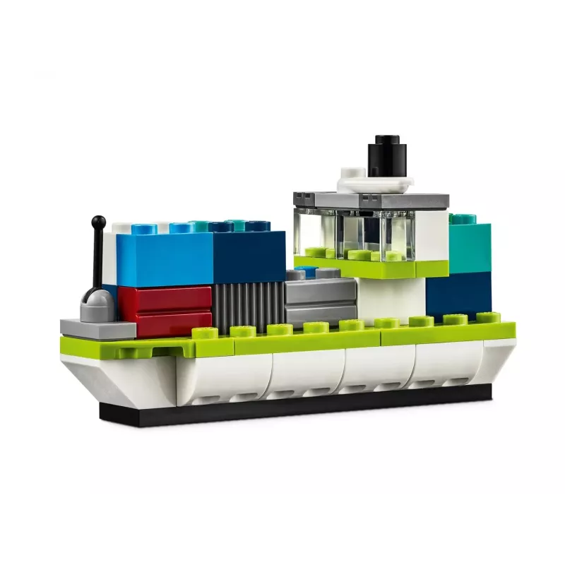 LEGO Classic kūrybinės transporto priemonės – spalvingų automobilių modelių rinkinys su policijos automobilio žaislu ir 11023 klasikine žalia pagrindo plokšte 32x32, skirta pievos statybai