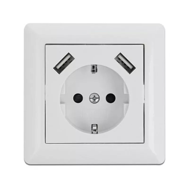 Kištukinis lizdas 2 x USB + CEE 7/3 DeLOCK 11473