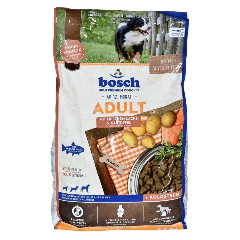 BOSCH Adult Salmon & Potato – sausas šunų ėdalas – 3kg