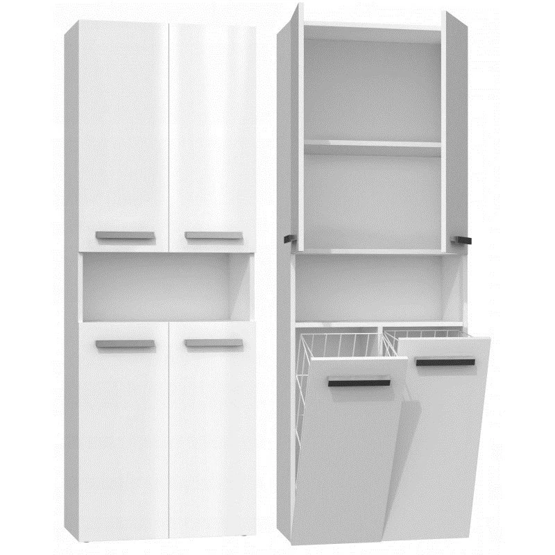 Vonios spintelė top e shop NEL 2K DK BPOŁ — laisvai pastatoma, 3 lentynos, 600×300×1740 mm, balta