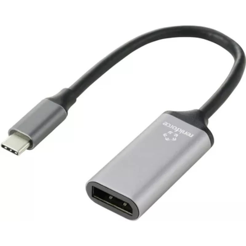 Renkforce RF-5397866 vaizdo kabelio adapteris 0,15 m DisplayPort USB-C juodas - sidabrinis (RF-5397866)