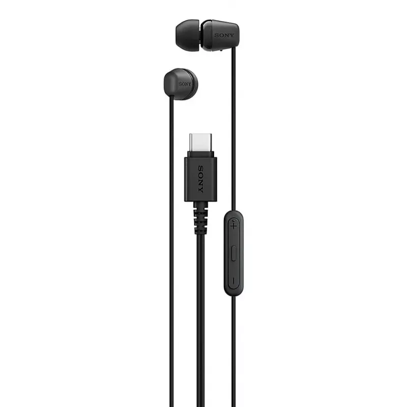 Sony IER-EX15C ausinės su mikrofonu, laidinės, įkūrinės, skambučiams ir muzikai, USB-C, juodos