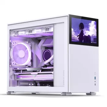 PC korpusas Jonsbo D31 STD baltas — Midi Tower, plieninis, grūdintas stiklas, Micro-ATX/ITX/DTX, 2×2,5 colio + 1×3,5 colio, GPU iki 400 mm, CPU aušintuvas 168 mm