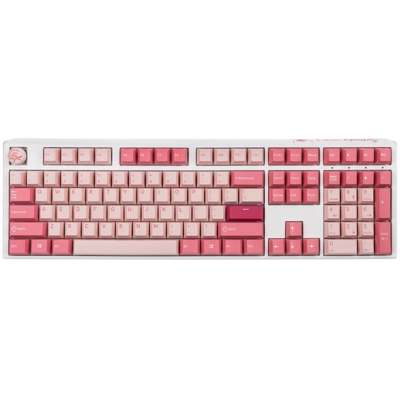 Ducky One 3 Gossamer Pink klaviatūra, skirta žaidimams, USB, JAV anglų, rožinė, balta