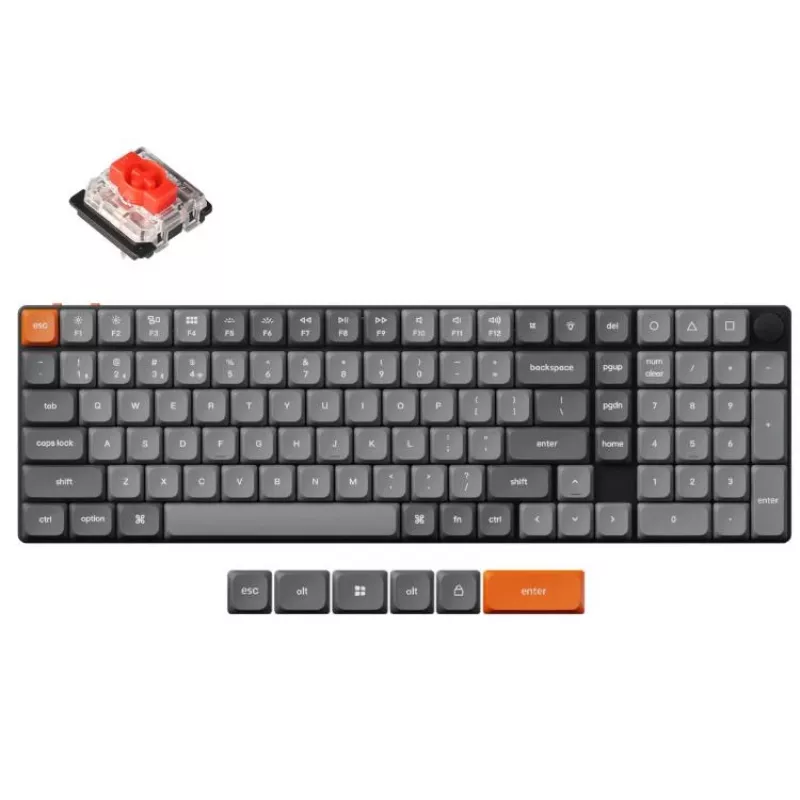 Belaidė mechaninė klaviatūra Keychron K17 MAX RGB juoda — kompaktiškas išdėstymas, Bluetooth ir USB-C jungtys