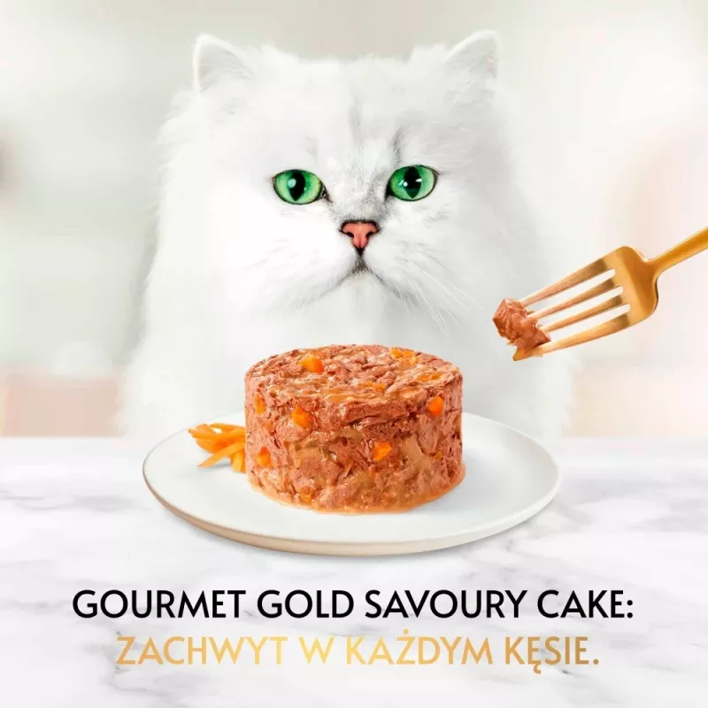 Šlapio kačių maisto pakeliai Purina Gourmet Gold Savoury Cake Mix 48×85 g, suaugusioms katėms, 74% drėgmės, 17% baltymų