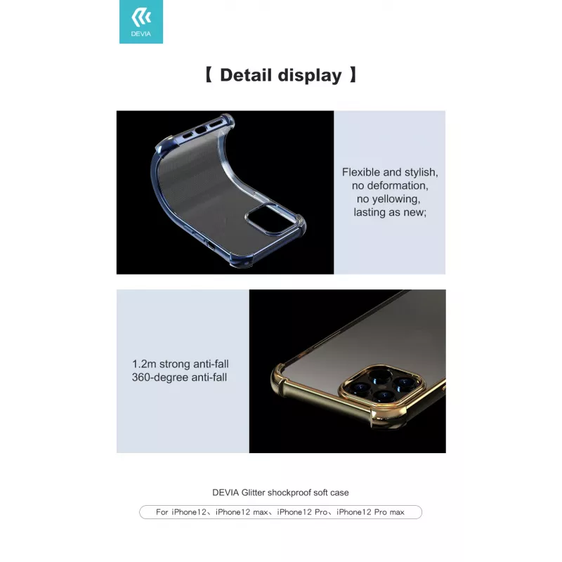 Apsauginis minkštas dėklas Devia, skirtas iPhone 12 Pro Max — smūgiams atsparus, juodas