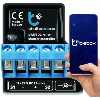 I/O modulis bleBox shutterBoxDC 2x dvejetainiai įėjimai, 2x relės išėjimai 230V