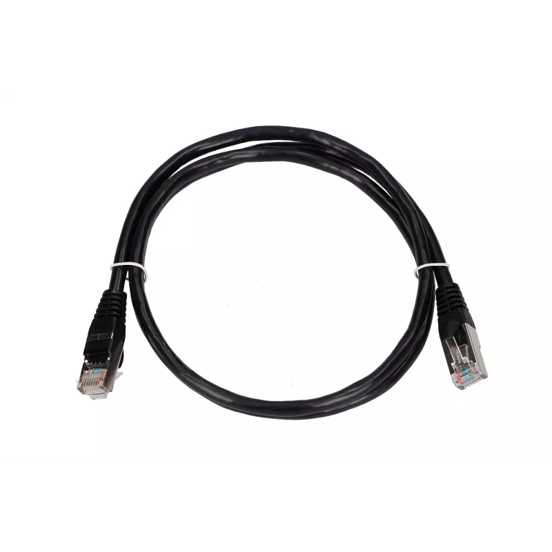 LAN komutacinis kabelis Extralink Cat5e FTP 1 m, F/UTP ekranuotas, RJ-45 į RJ-45, juodas