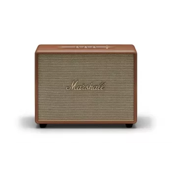 Belaidis garsiakalbis MARSHALL Woburn III Brown — kelių kambarių, Bluetooth, Wi‑Fi, analoginiai įėjimai