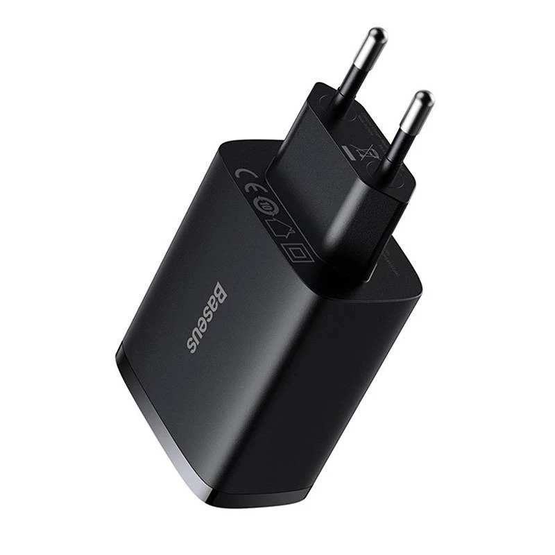 Baseus kompaktiškas greitasis įkroviklis, 3x USB, 17W (juodas)