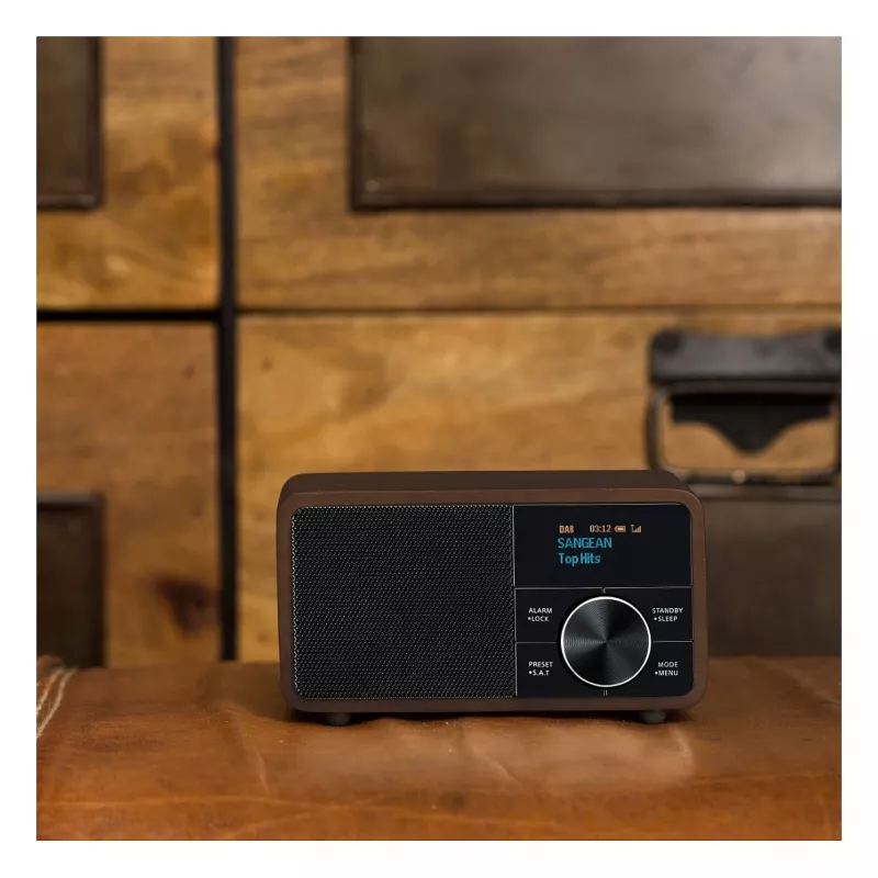 Radijas Sangean DDR-7 Dark Wood FM/AM su Bluetooth — kompaktiškas stalinis imtuvas su medžio apdaila