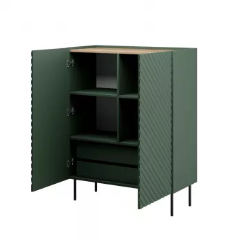 Lentynų komplektas cama meble ONDA 98×45×127 cm žalias, ant grindų pastatoma prie sienos spintelė