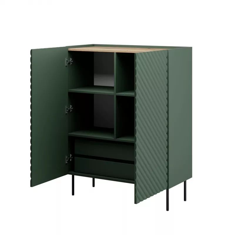 Lentynų komplektas cama meble ONDA 98×45×127 cm žalias, ant grindų pastatoma prie sienos spintelė