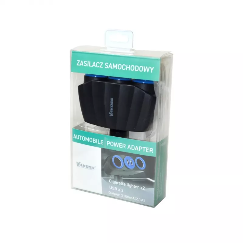 Vakoss TP-3268K 2xUSB cigarečių žiebtuvėlio lizdo skirstytuvas