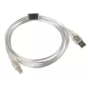 USB 2.0 laidas LANBERG CA-USBA-12CC-0018-TR, USB A (kištukas) į USB B (kištukas), 1,8 m, permatomas