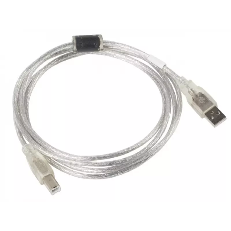USB 2.0 laidas LANBERG CA-USBA-12CC-0018-TR, USB A (kištukas) į USB B (kištukas), 1,8 m, permatomas