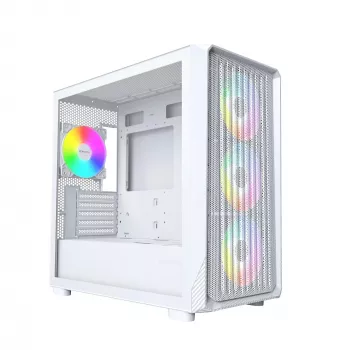 PC korpusas Montech X5M (W) Micro Tower, baltas — Micro-ATX/Mini-ITX, palaiko ATX PSU, 3x120mm priekyje, 1x120mm gale, 2x3.5 colio nišos, 4x2.5 colio nišos