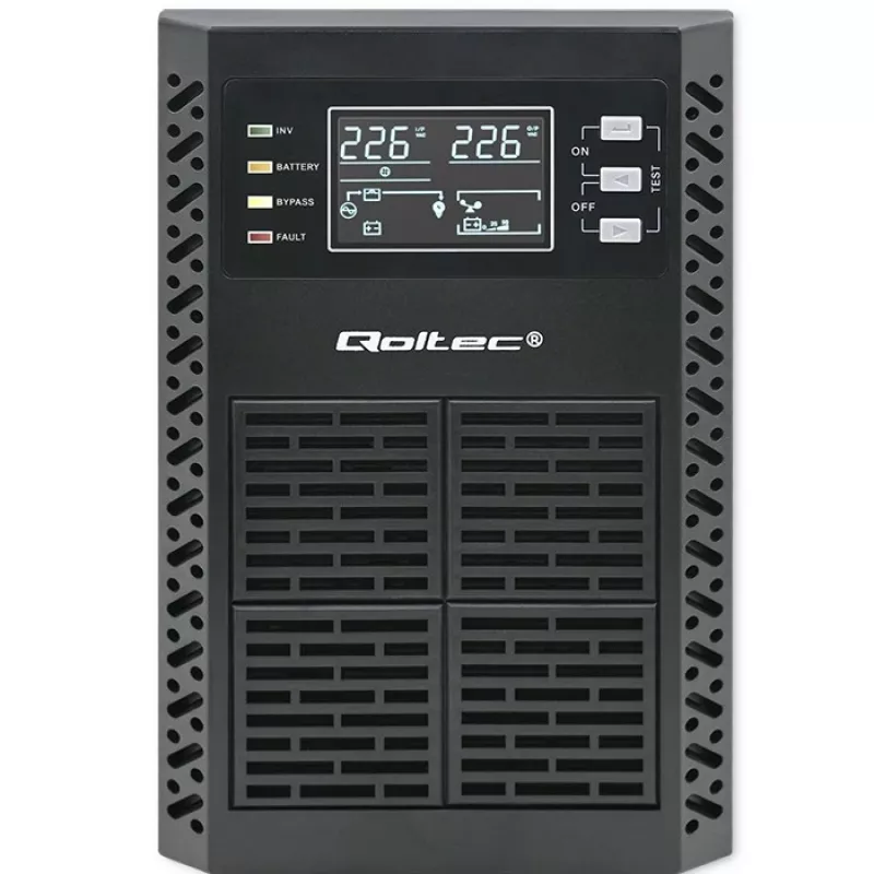 Qoltec nepertraukiamo maitinimo šaltinis (UPS) | 1kVA | 1000W | Galios koeficientas 1.0 | LCD | EPO | USB | Internetinis