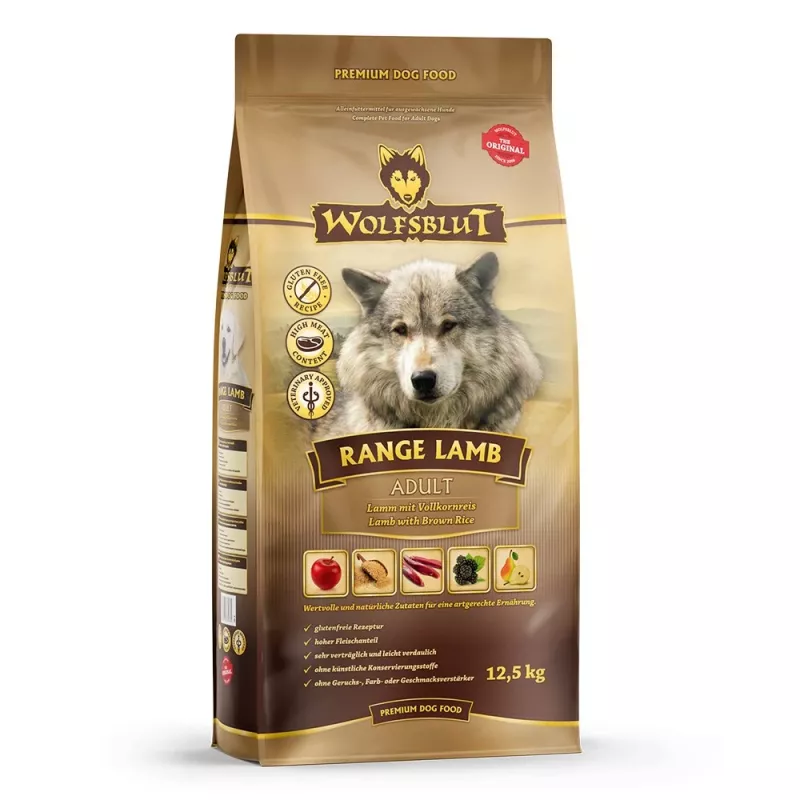 WOLFSBLUT Range Lamb Lamb su ryžiais - sausas šunų ėdalas - 12,5kg