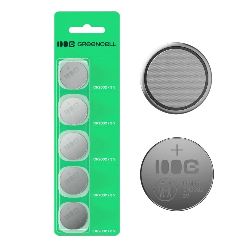 Monetinė baterija Green Cell CR2032 3V — 5 vnt. pakuotė