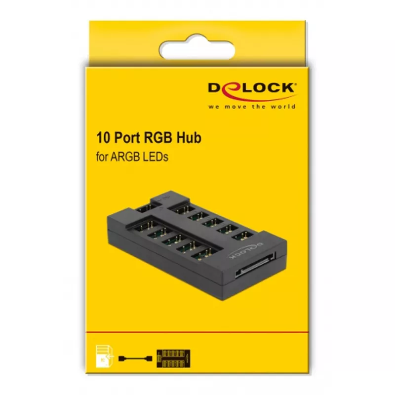 Delock - RGB LED šviesos koncentratorius - 10 prievadų - juodas (64128)
