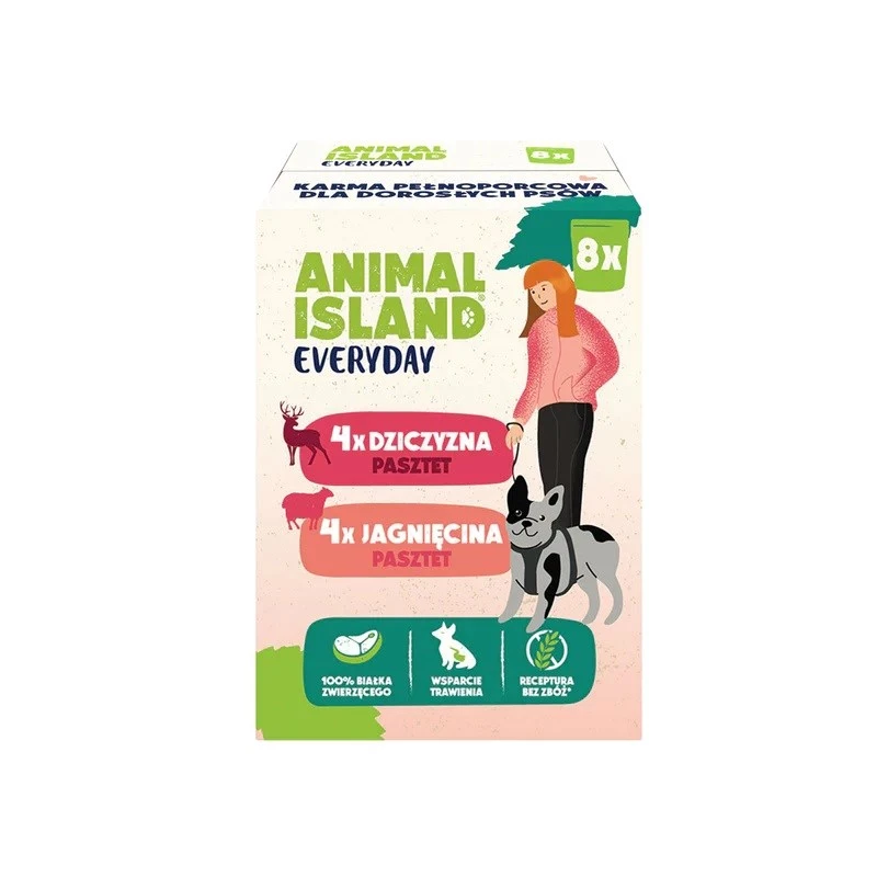 Šlapias šunų maistas Animal Island Everyday Game and Lamb 8×150 g maišeliai, 8×150g, suaugusiems šunims, be grūdų, be glitimo