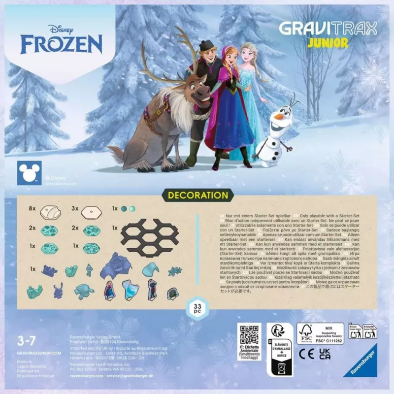 Ravensburger GraviTrax Junior išplėtimo rinkinys Frozen Track 23861 – išplėtimo rinkinys, skirtas GraviTrax Junior konstravimo sistemai